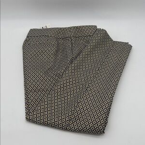 Talbots Metallic Geo Pattern Slim Ankle Side Zip Pants Black Gold